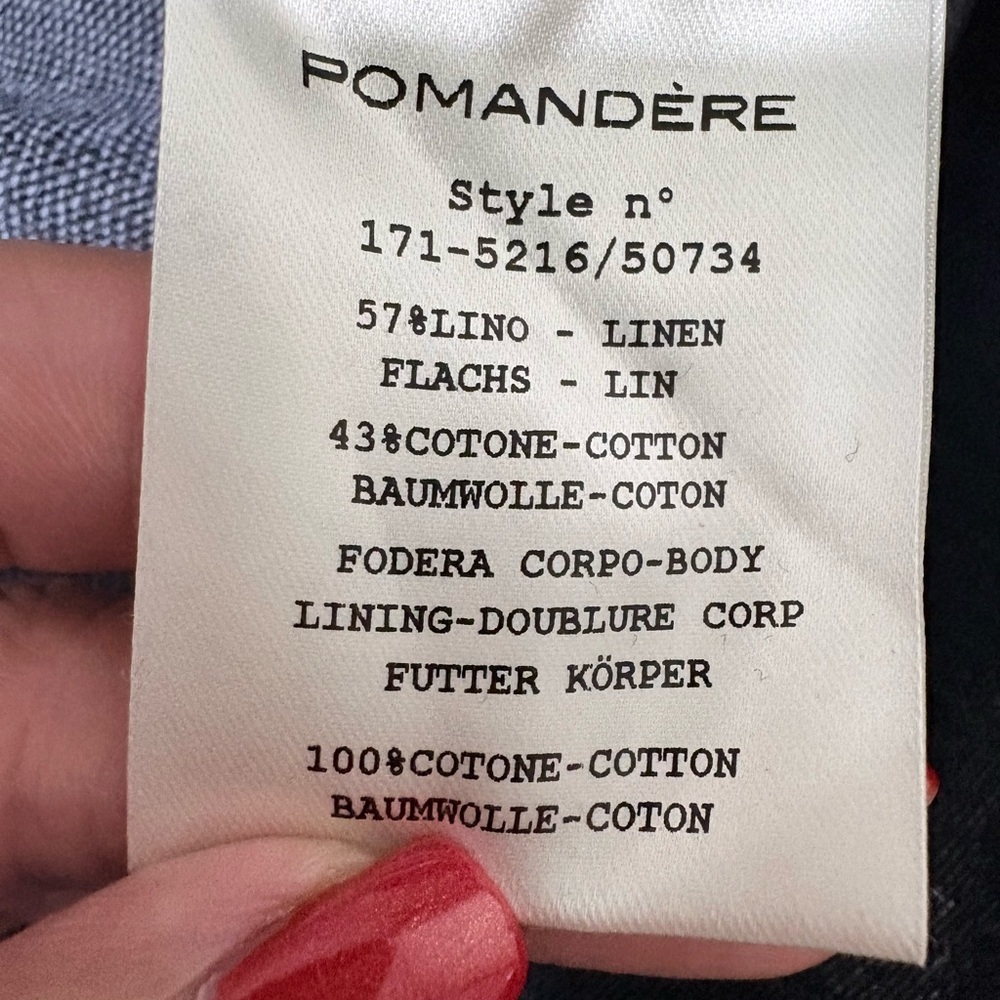 Pomandere Linen Blend Boxy Womans Blazer Single Button Patch Pockets 3/4 Sleeves - Picture 9 of 16